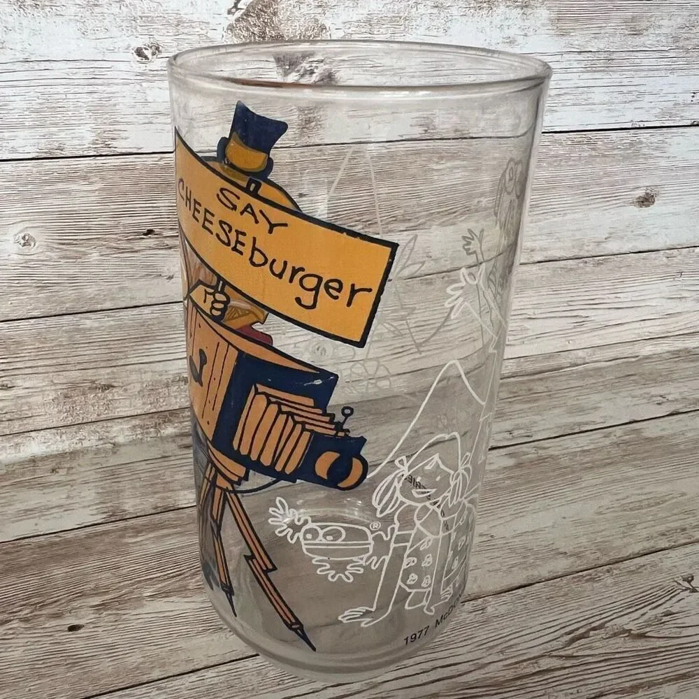 McDonald's Drinking Glass Mayor McCheese Say Cheeseburger 1977 Action Series‎